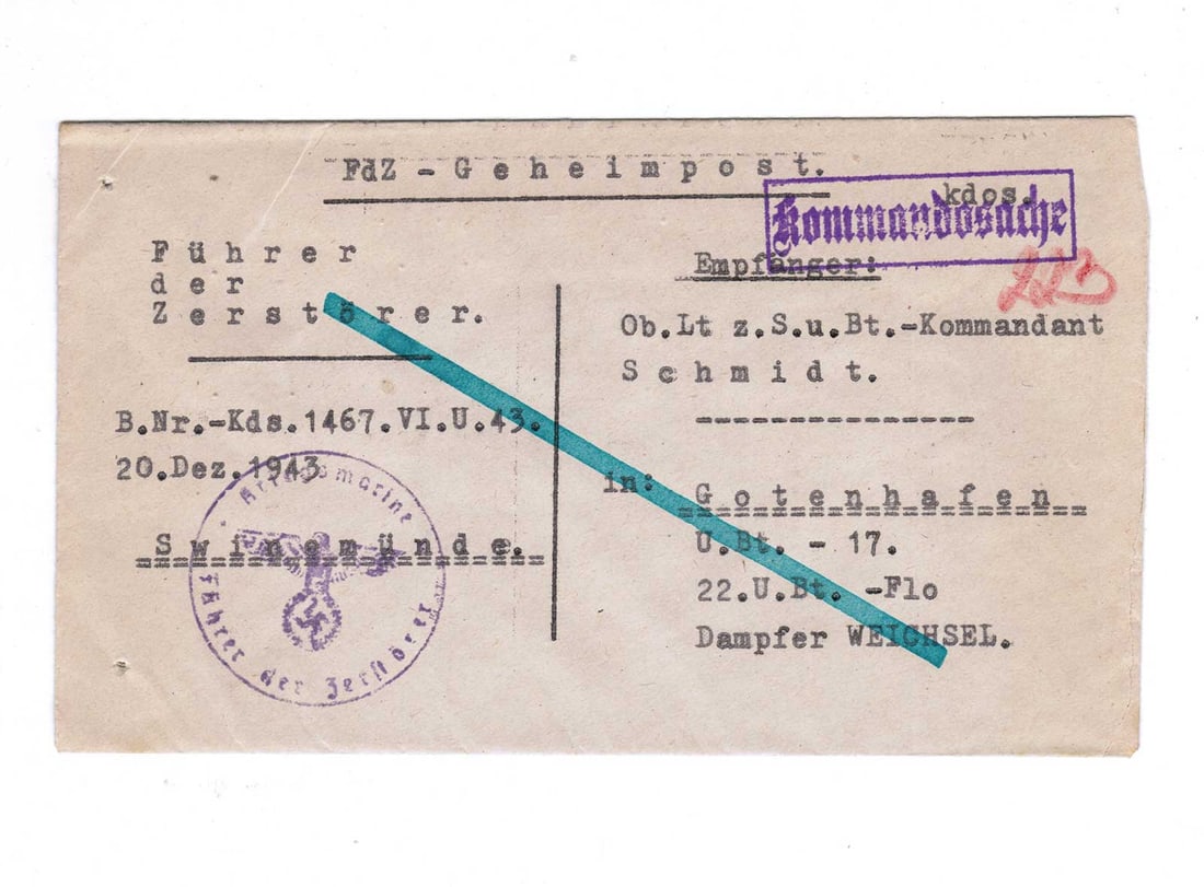 GERMAN WWII POST, U-BOAT U-17, 1943 (1 of 9)