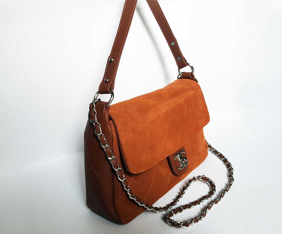 CHANEL CLASSIC BAG BROWN SUEDE, LEATHER, SILVER (1 of 12)