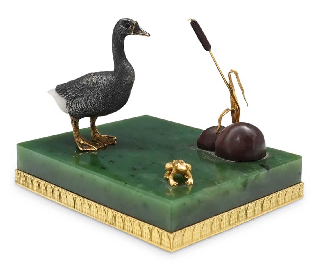 FABERGÉ - GOLD and NEPHRITE SCULPTURAL fr, SOTHEBY's (1 of 16)