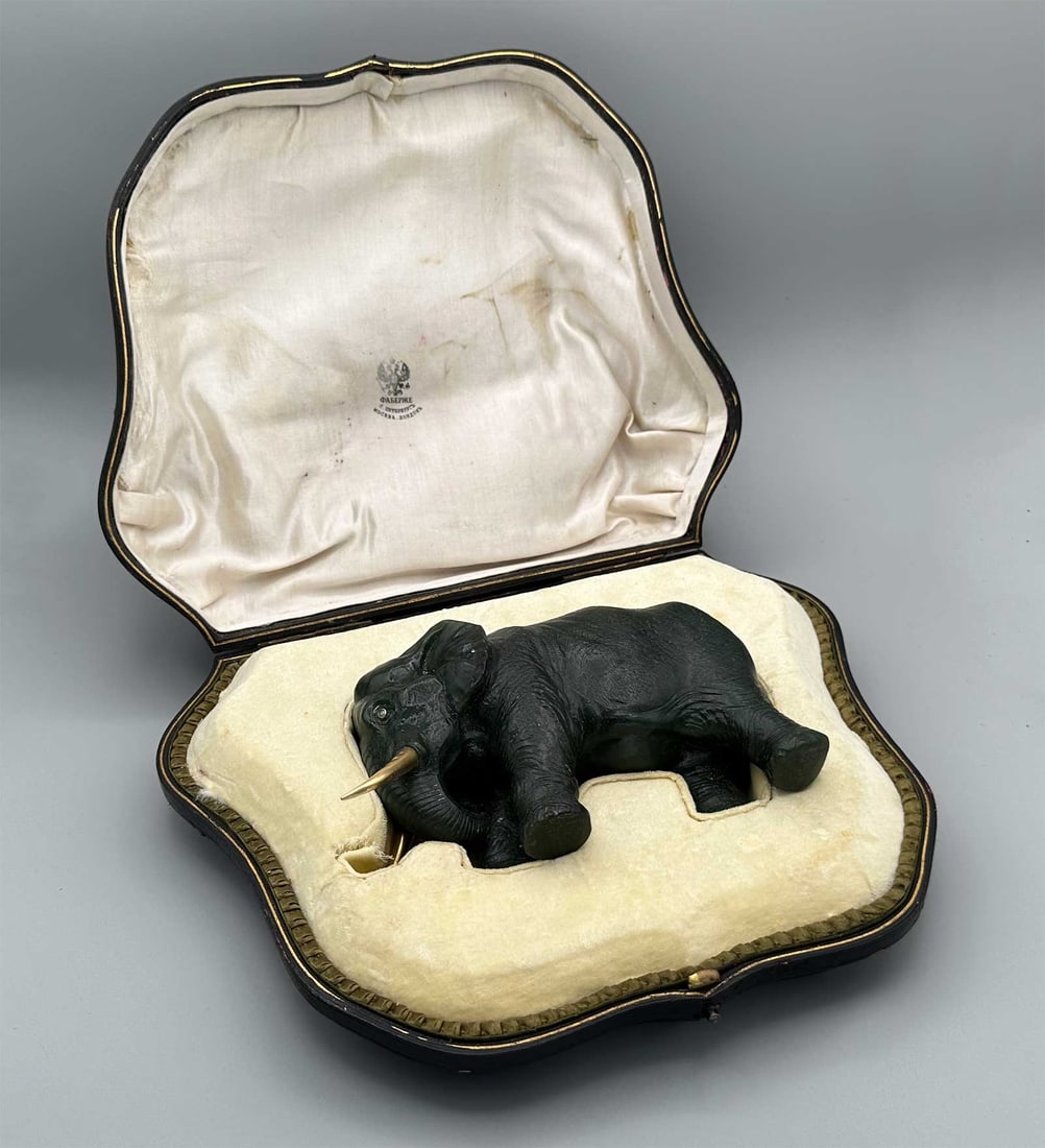 FABERGÉ - LARGE FIGURINE w. GOLD TUSKS & DIAMOND EYES (1 of 16)