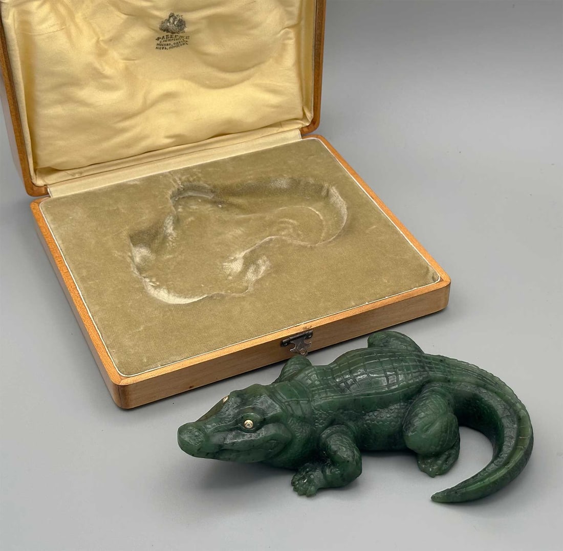 FABERGÉ - LARGE FIGURINE of CROCODILE w. DIAMOND EYES (1 of 15)