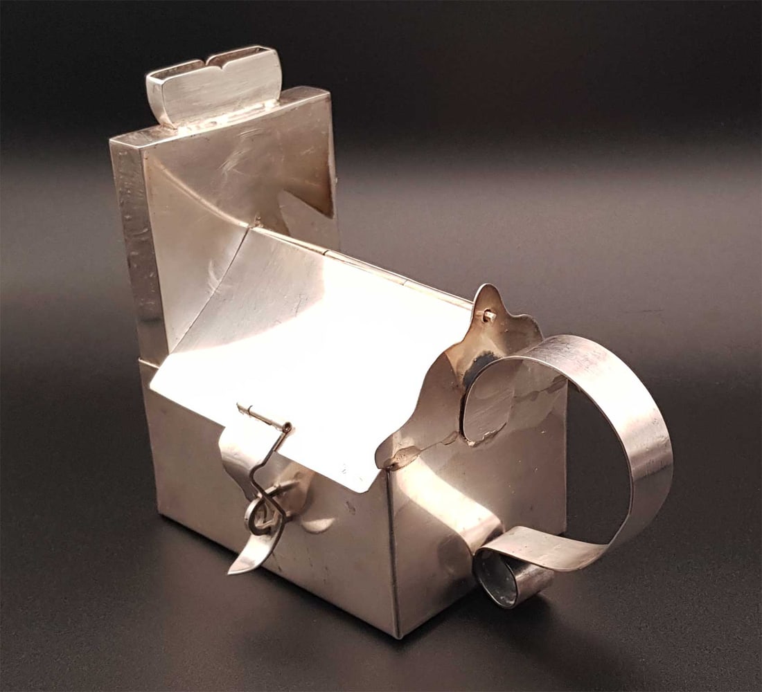 JEWISH SILVER TZEDAKAH CHARITY BOX, 19c. (1 of 16)