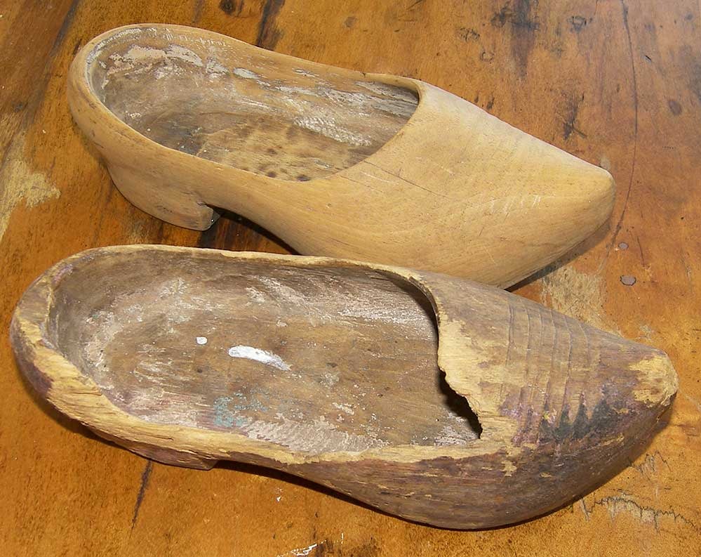 GERMAN WWII WOOD CLOGS fr. CAMP: A Piece of History! GERMAN WWII WOOD CLOGS from CAMP Real witness of WWII period of history. The item is selling on consignment. PROVENANCE: From a private old collection, Austin, Texas, USA, 1961-202