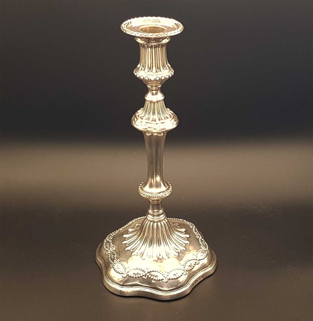 GEORGE III - RARE OLD SILVER CANDLESTICK, 1774 (1 of 16)