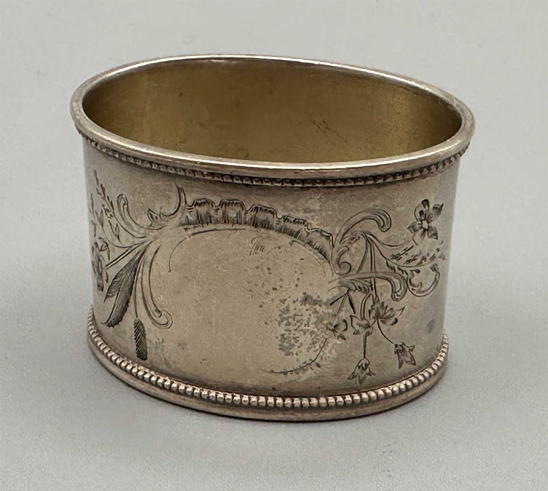 RUSSIAN SILVER NAPKIN RING, MARKED (1 of 13)