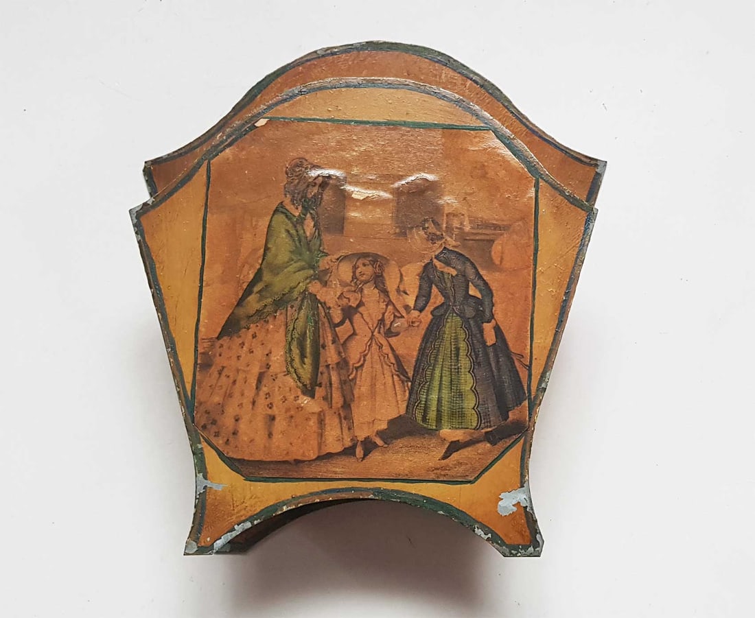 JEWISH ANTIQUE WALL LETTER HOLDER or DESK TOP: Great Display Piece! With Huge Historical Value! JEWISH ANTIQUE WALL LETTER HOLDER or DESK TOP Jewish antique wall letter holder or desktop item. This attractive piece features a hand-made picture and