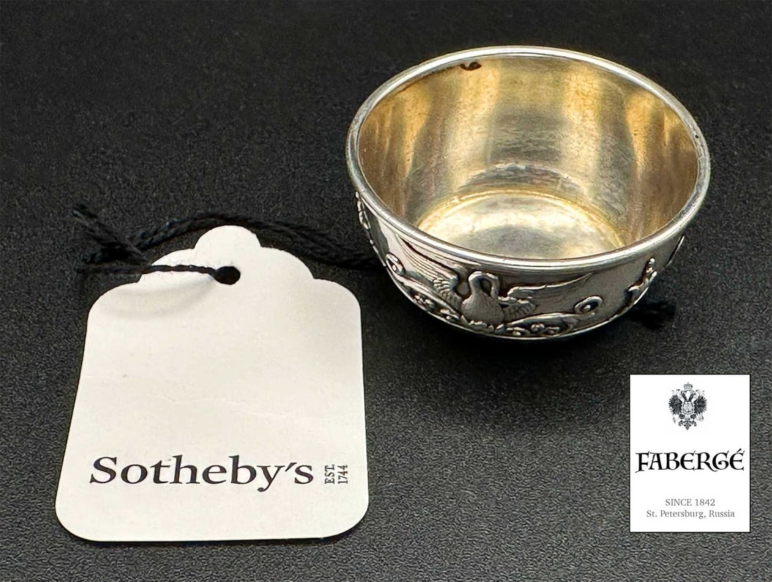 FABERGE - RUSSIAN SILVER CHARKA fr. SOTHEBY's: Lifetime Warranty! A Great Investment for Many Years Ahead! FABERGE - RUSSIAN SILVER GILT CHARKA from SOTHEBY's For your viewing pleasure, here is an antique Russian Imperial gilt silver charka in a r