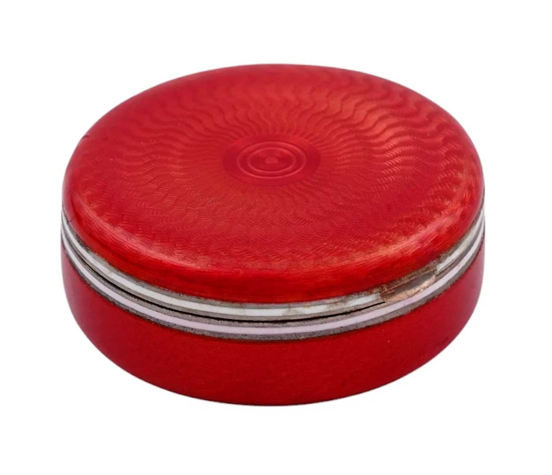 FABERGE - SILVER GUILLOCHE ENAMEL PILL BOX: Best Investment with Lifetime Warranty!! FABERGE - SILVER GUILLOCHE ENAMEL PILL BOX For your viewing pleasure offered here is a beautiful Imperial Russian silver pill box with a hinged lid, crafted by