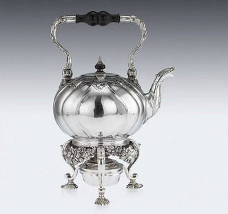 RUSSIAN IMPERIAL TEA KETTLE on STAND, 1761: EXCLUSIVE Item! LifeTime Warrantee! EXTREMELY RARE RUSSIAN TEA KETTLE on STAND, MOSCOW, 1761 For your viewing pleasure, here is a rare antique Russian solid silver kettle with a bullet-shaped body, ch