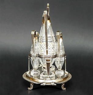 Paul STORR - GEORGE III SILVER & CUT GLASS CRUET SET: Lifetime Warranty! A Great Investment for Many Years Ahead! Paul STORR - GEORGE III SILVER and CUT GLASS CRUET SET, 1806 For your viewing, we present a beautiful antique George III silver and cut glas