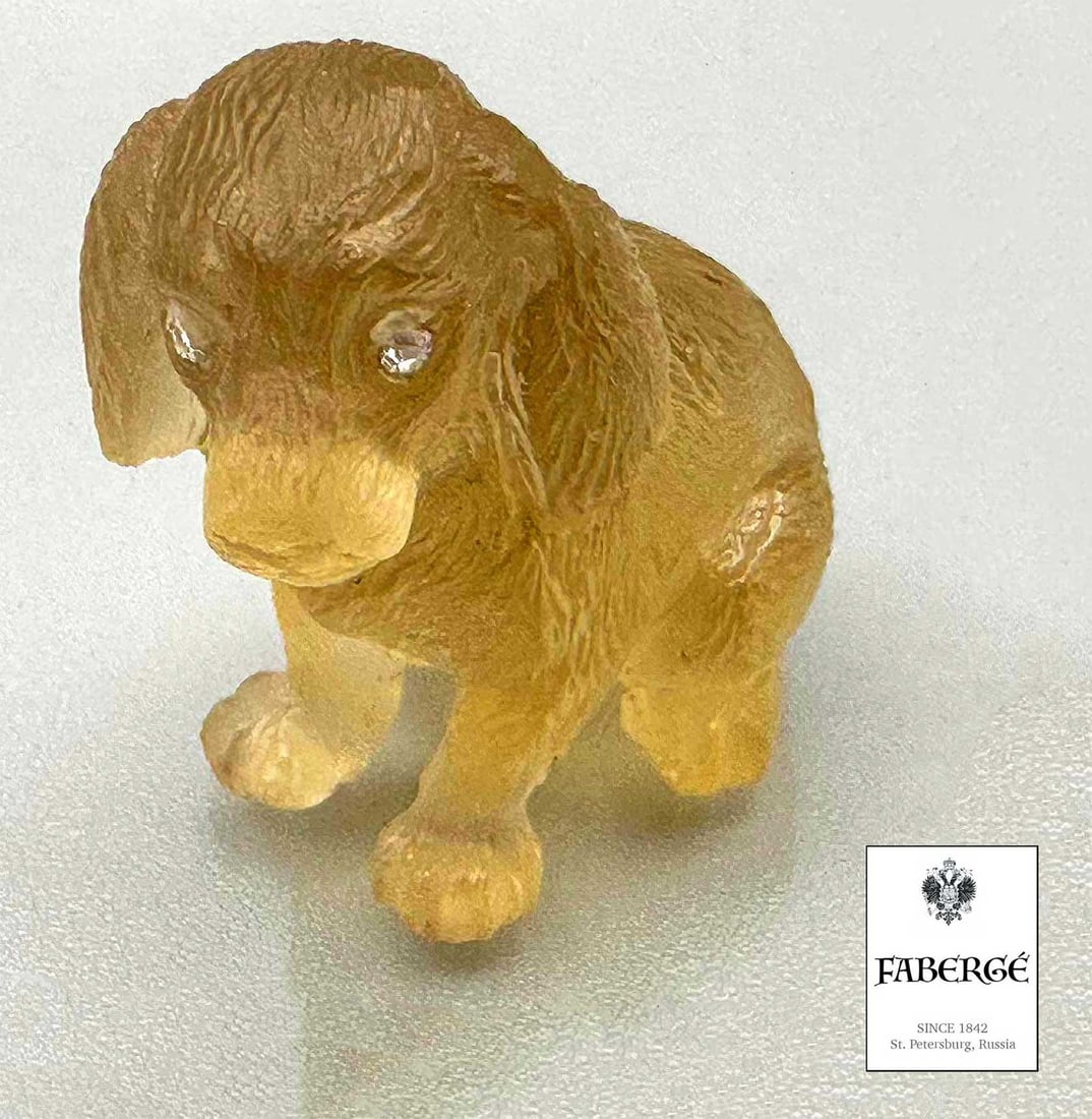 FABERGE - CITRINE SPANIEL w. DIAMAND EYES (1 of 15)