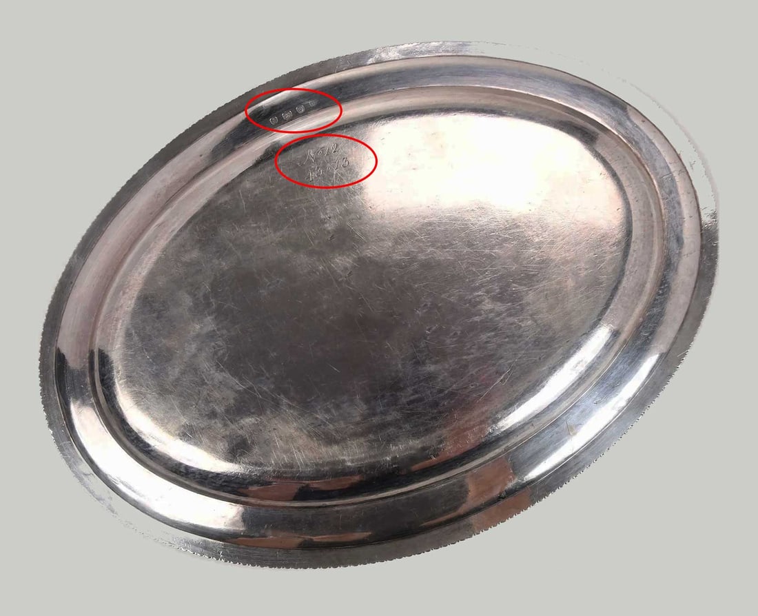 RARE GEORGE III ENGLISH SILVER PLATTER, 1784 (1 of 12)