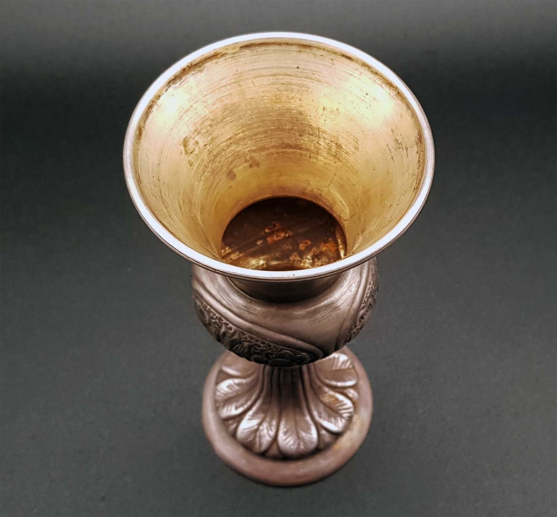 JEWISH GERMAN SILVER KIDDUSH GOBLET, AUGSBURG: Lifetime Warranty! A Great Investment for Many Years Ahead! RARE ANTIQUE JEWISH GERMAN SILVER KIDDUSH GOBLET, AUGSBURG Antique Jewish Kiddush goblet made in Germany, Augsburg, probably from the 1680s,