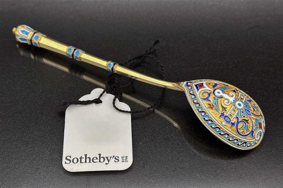 RUSSIAN SILVER GILT & ENAMEL SPOON fr. SOTHEBY's (1 of 15)