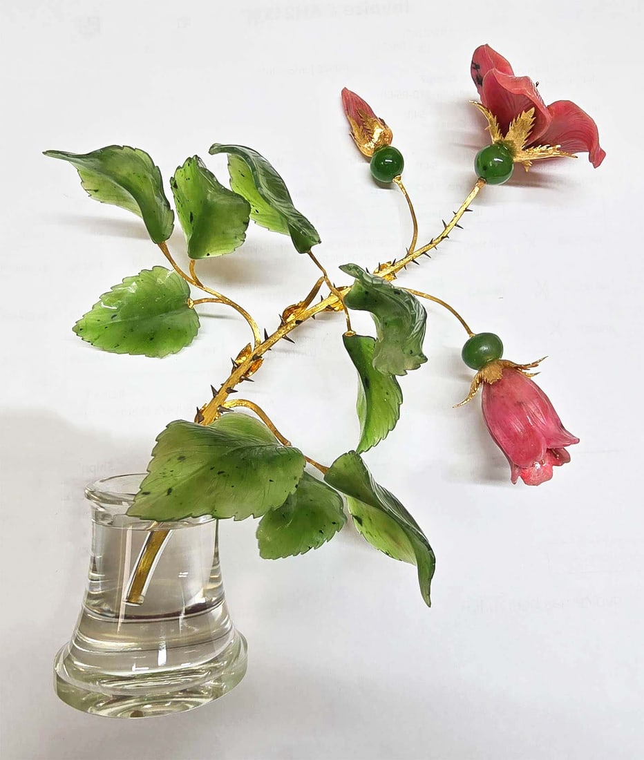 RUSSIAN GOLD & DIAMONDs, RHODONITE, JADE FLOWER (1 of 14)
