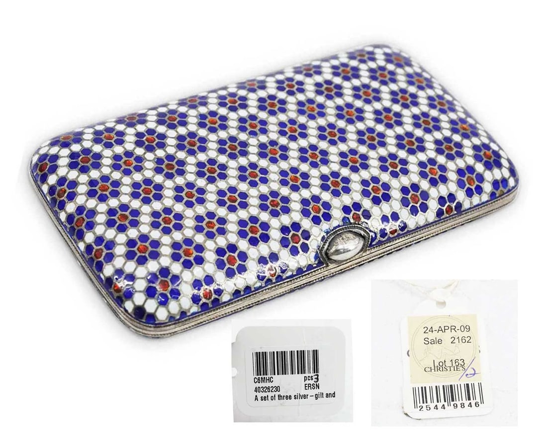 G.KLINGERT - RUSSIAN SILVER CIGARETTE CASE, SOTHEBY's: LifeTime Warranty! Flexible Payments: Pay Over 3–6 Months! Gustav KLINGERT - RUSSIAN SILVER GILT CHAMPLEVE CIGARETTE CASE from SOTHEBY's For your viewing is a rare Russian silver-gilt cigarette case