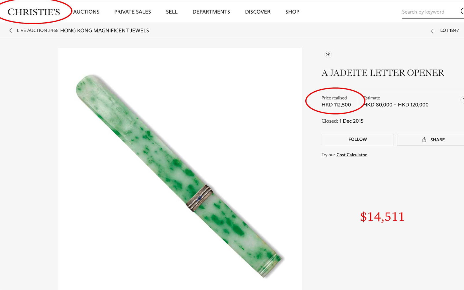 FABERGE - SILVER & JADE HORSE HEAD LETTER OPENER - 8