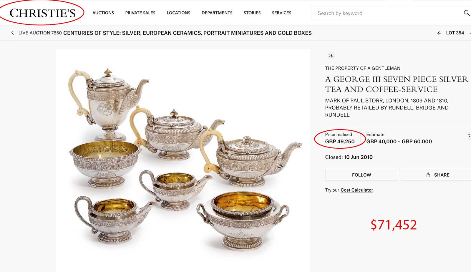 Paul STORR - LARGE SILVER TEA SERVICE, 1833 - 12