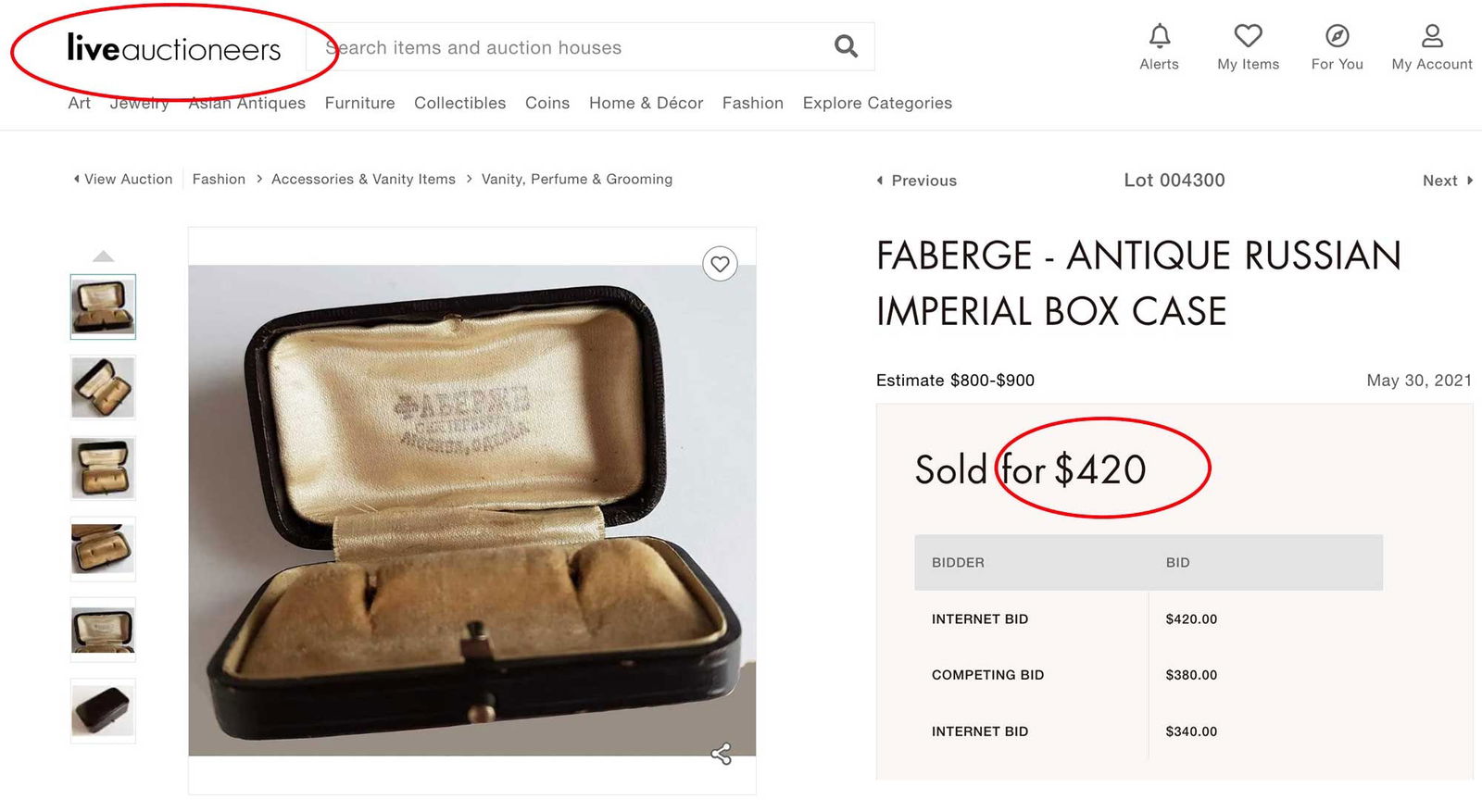 FABERGE - RUSSIAN WOODEN FITTED CASE/BOX - 7