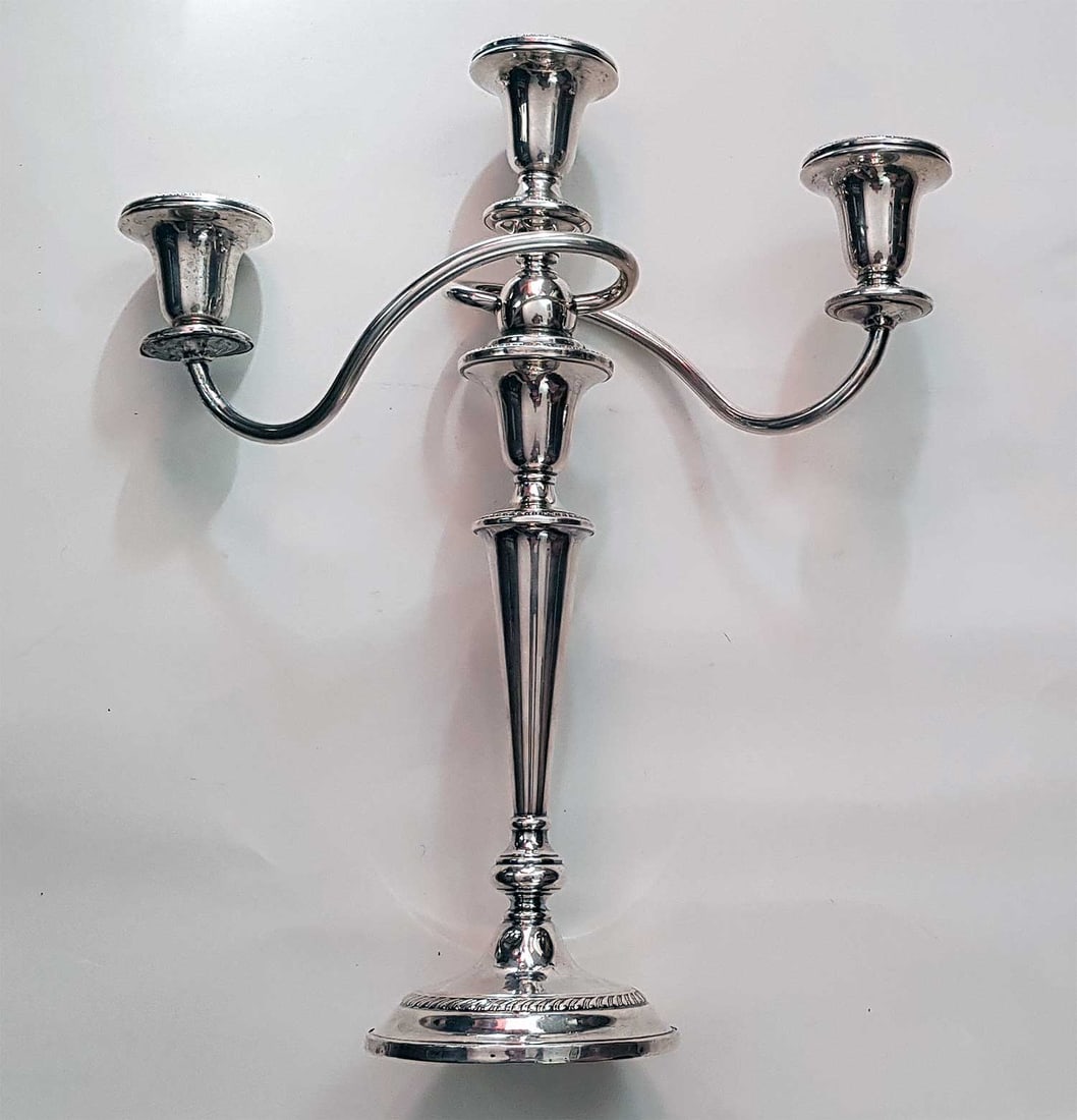 AMERICAN ANTIQUE SILVER THREE-LIGHT CANDELABRA (1 of 16)