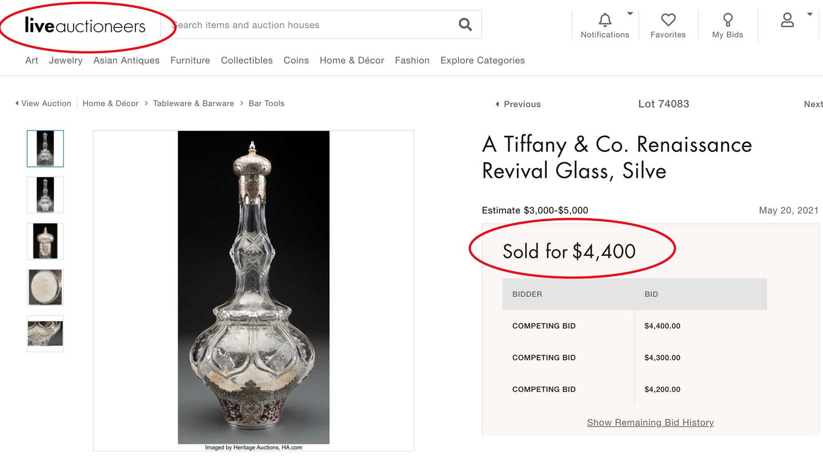 AMERICAN CUT GLASS DECANTER w. SILVER STOPPER - 10