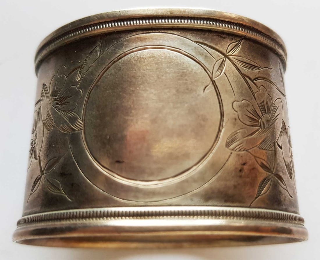 RUSSIAN SILVER NAPKIN RING, MARKED (1 of 10)