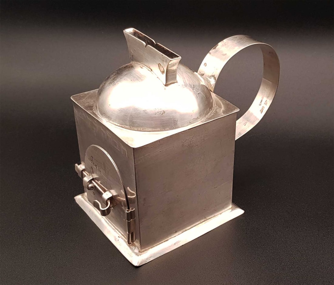 JEWISH SILVER TZEDAKAH CHARITY BOX, 19c. (1 of 19)