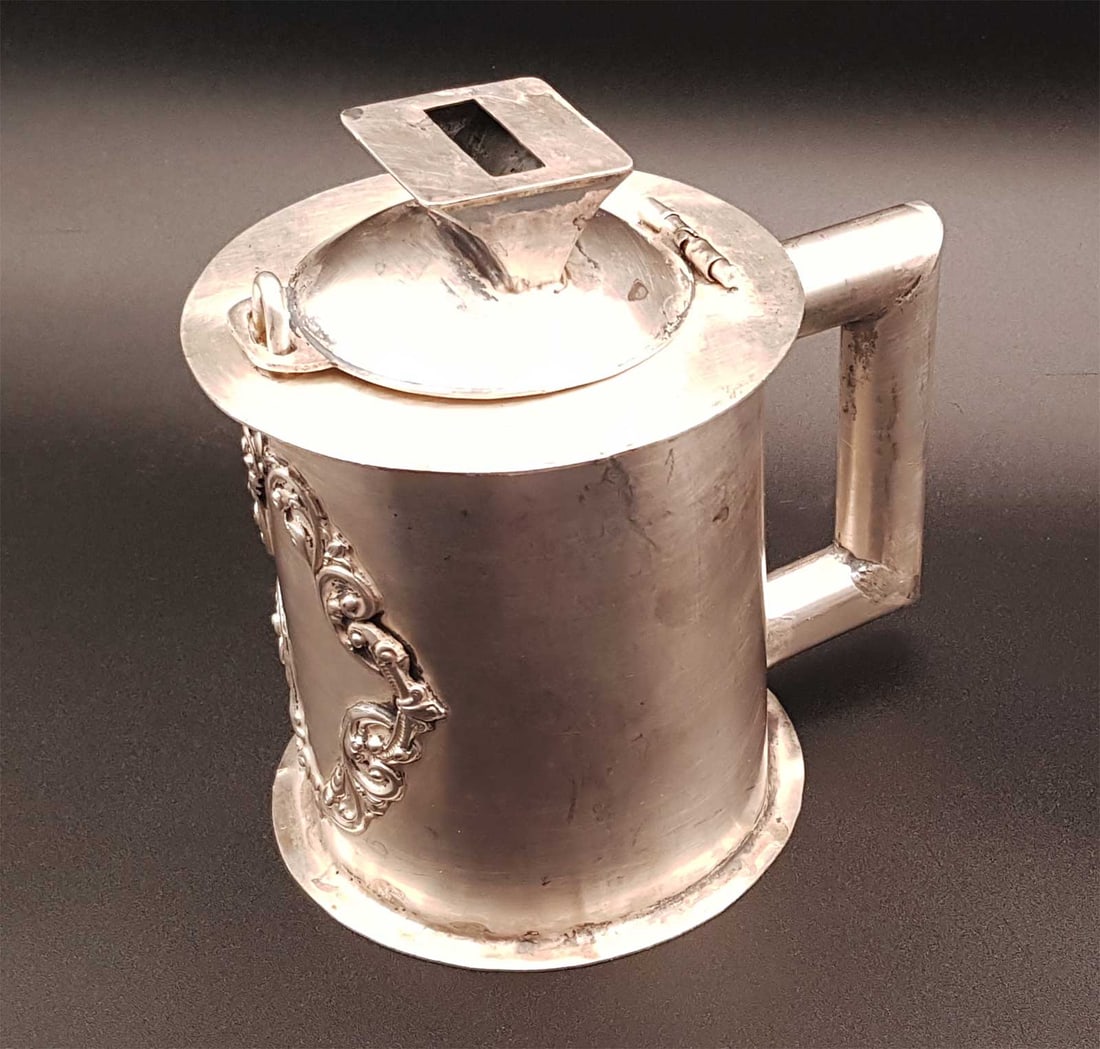 JEWISH SILVER TZEDAKAH CHARITY BOX, AUSTRIA, 19c. (1 of 14)