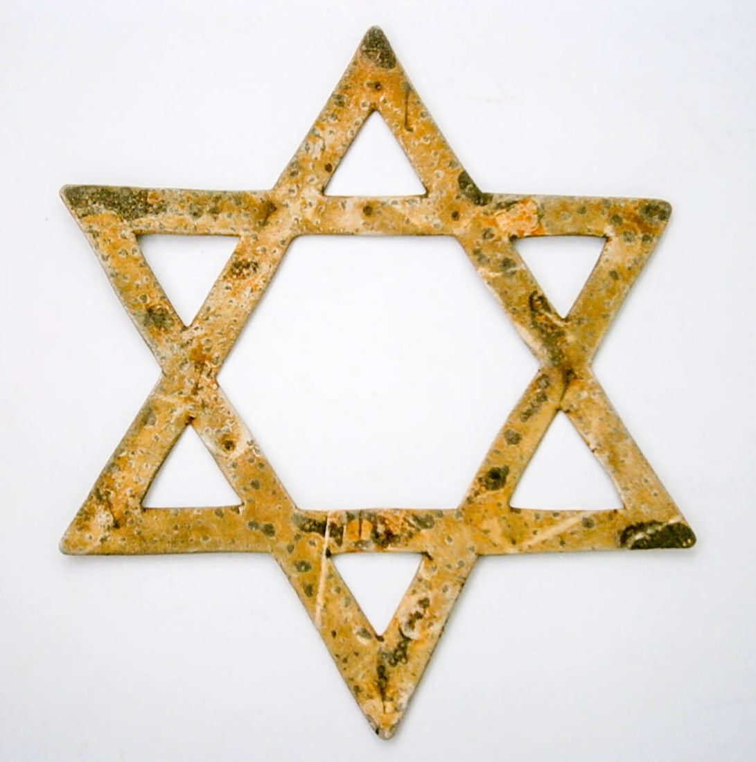 JEWISH WWII STAR of DAVID fr. LITZMANNSTADT: Great Display Piece! Price Reduced — Limited-Time Offer! EXTREMELY RARE JEWISH WWII STAR of DAVID from LITZMANNSTADT in POLAND For your consideration is an Extremely Rare Star of David made of metal