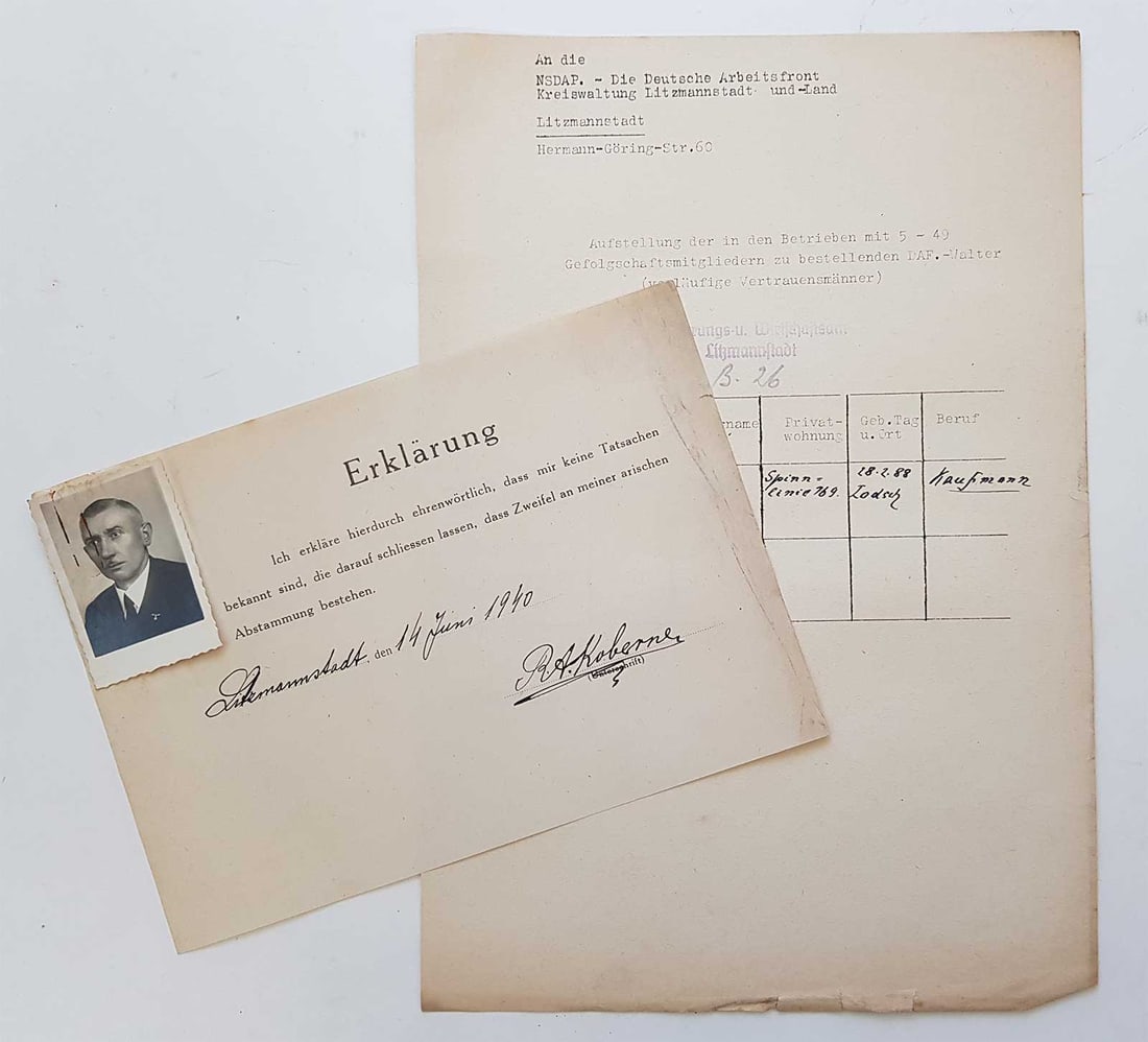 GERMAN WWII CARD for ARIAN, MEMBER of NSDAP (1 of 15)