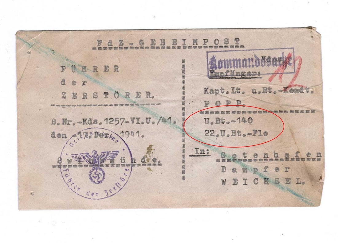 EXTREMELY RARE GERMAN WWII POST, U-BOAT U-140, 1941 (1 of 6)