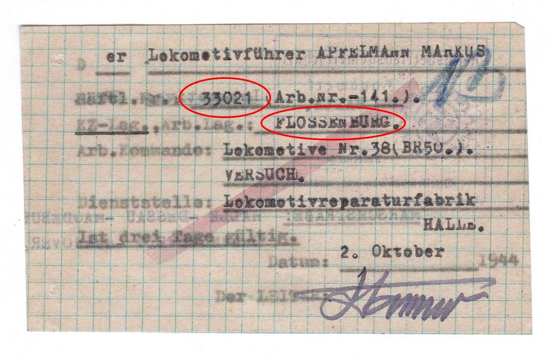 JEWISH WWII ORDER to WORK fr. CONCENTRATION CAMP, 1944 (1 of 10)