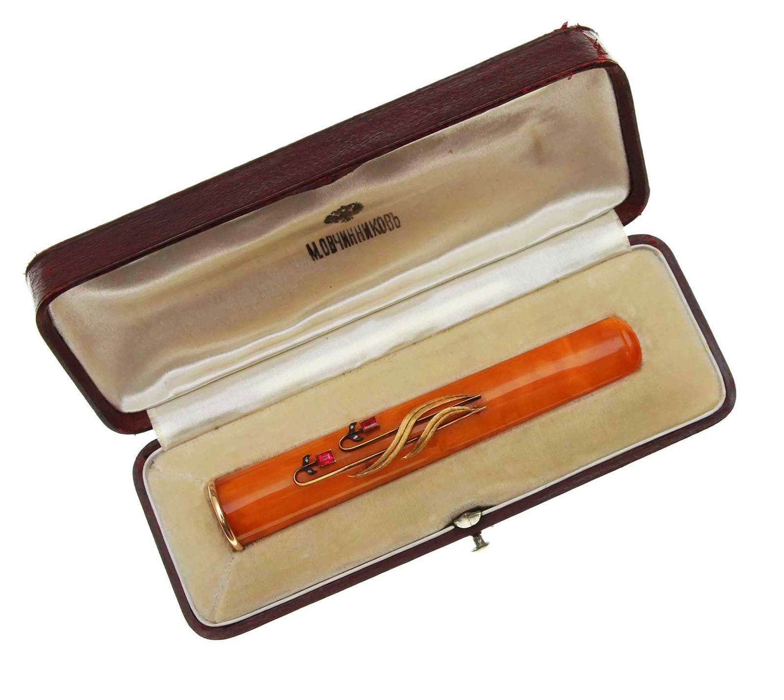 P.OVCHINNIKOV - RUSSIAN GOLD & DIAMONDS CIGARETTE HOLDER: LifeTime Warrantee! Price Reduced — Limited-Time Offer! Pavel OVCHINNIKOV - ANTIQUE RUSSIAN IMPERIAL GOLD and DIAMONDS AMBER CIGARETTE HOLDER Antique cigarette holder mouthpiece made of GOLD and amb