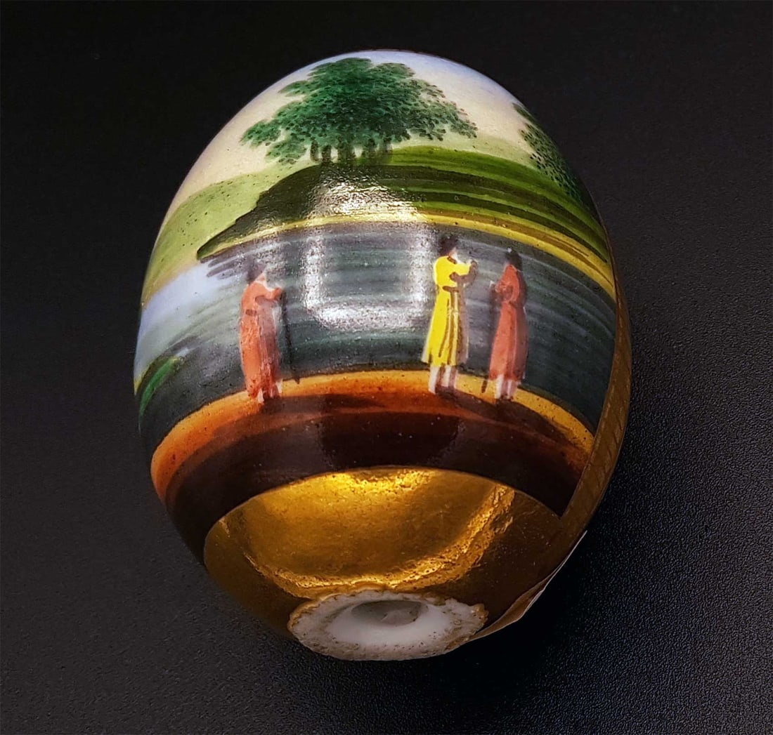 LARGE RUSSIAN EGG w. PLOT fr. BIBLE, 1880: LifeTime Warranty! Price Reduced — Limited-Time Offer! LARGE RUSSIAN PORCELAIN EGG with PLOT from the BIBLE, c.1880 This is a Russian porcelain Easter egg dating back to approximately 1880. It featu