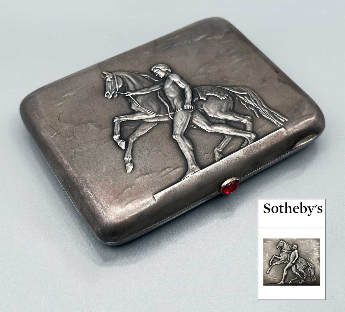 RUSSIAN SOVIET SILVER CIGARETTE CASE fr. SOTHEBY's (1 of 18)