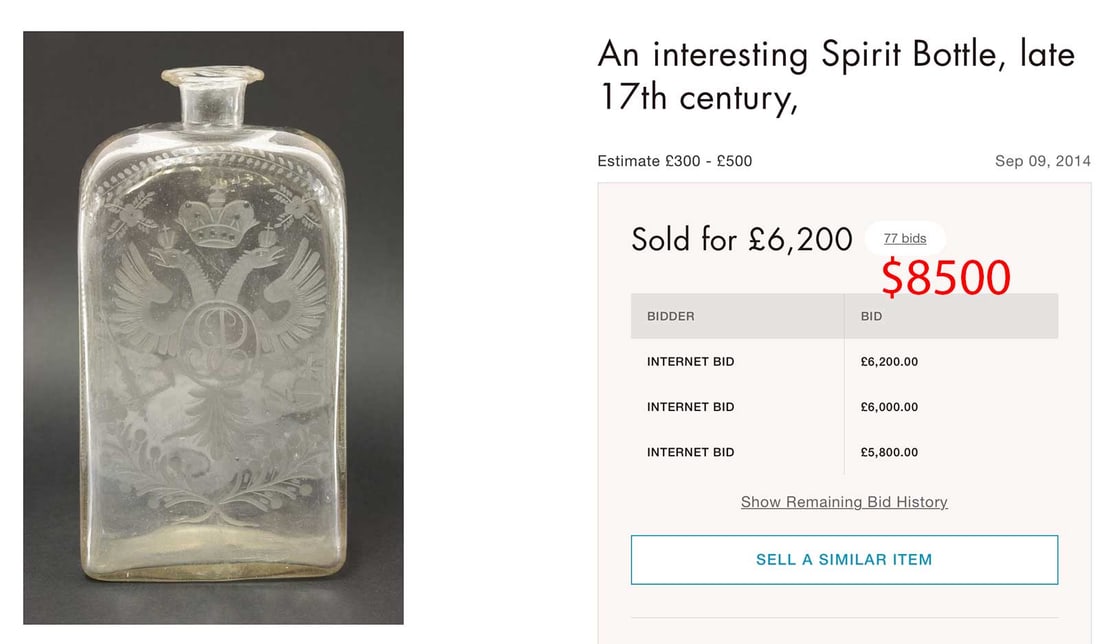 ANTIQUE RUSSIAN GLASS VODKA BOTTLE - 10