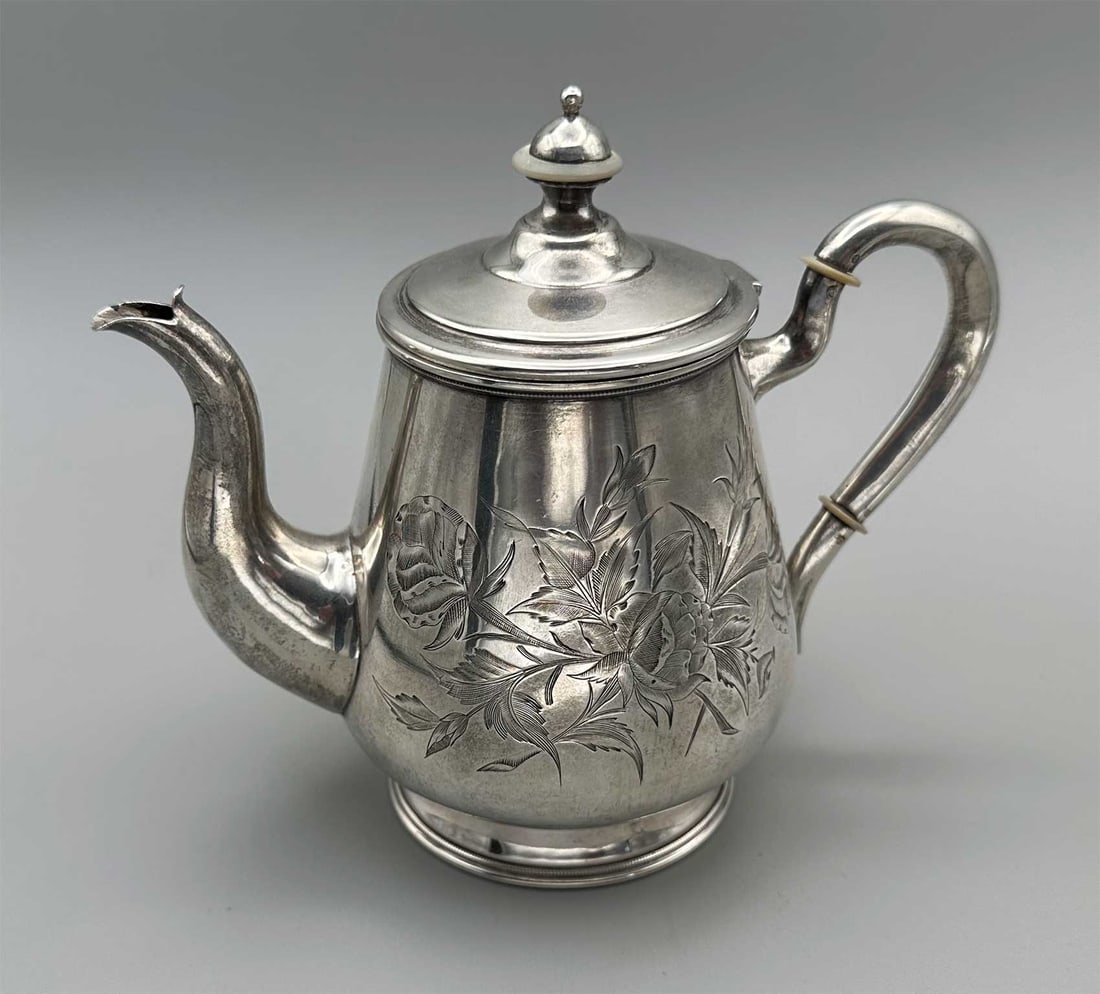 ANTIQUE RUSSIAN ETCHED SILVER TEAPOT, 1899 (1 of 15)
