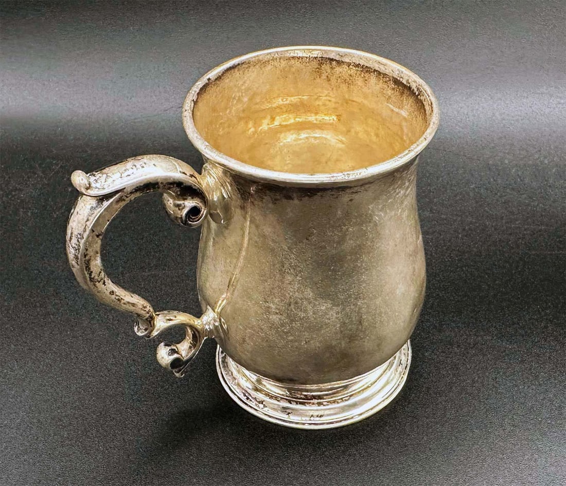 ANTIQUE ENGLISH SILVER MUG, GEORGE II, 1746 (1 of 14)