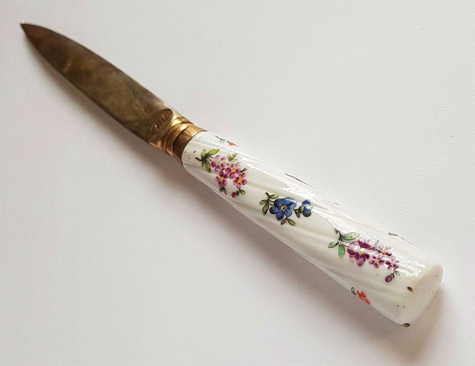 ANTIQUE RUSSIAN SILVER PORCELAIN KNIFE, 1770 (1 of 12)
