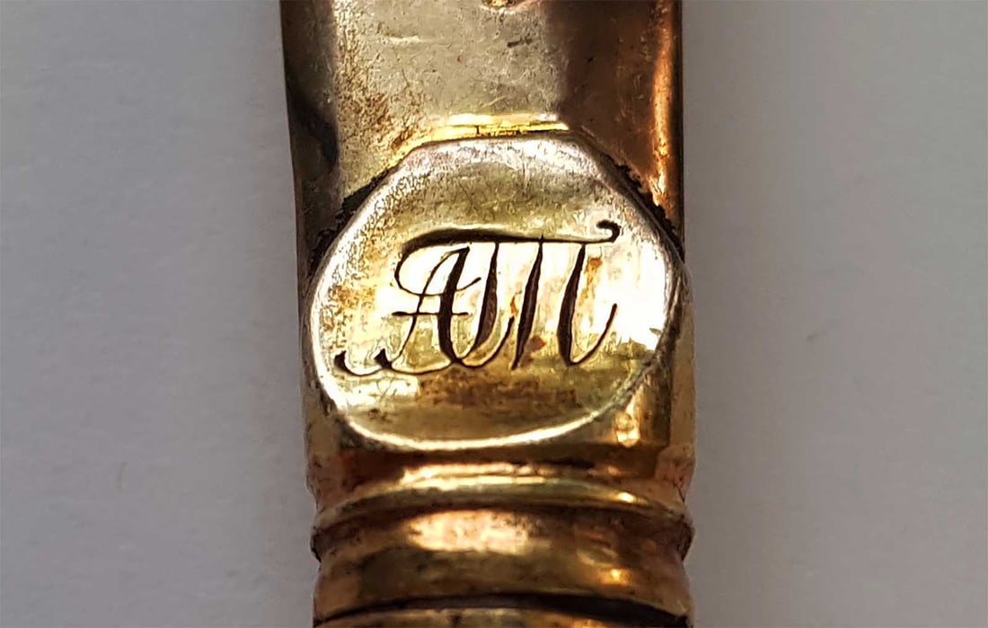 RUSSIAN SILVER PORCELAIN KNIFE, CATHERINA II, 1770 - 7