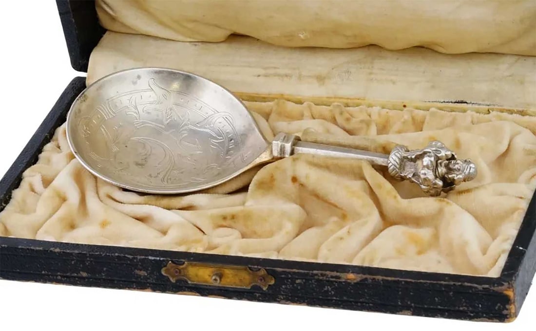 DAVID ANDERSEN - NORWEGIAN SILVER SPOON: LifeTime Warranty! Flexible Payments: Pay Over 3–6 Months! DAVID ANDERSEN NORWEGIAN SILVER BAPTISM SPOON, CASED For your viewing pleasure is an antique silver baptism spoon made by the leading Norwe