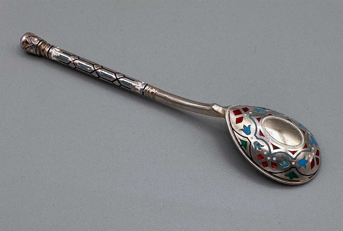 Ivan KHLEBNIKOV - SILVER CHAMPLEVE ENAMEL SPOON, 1872 (1 of 14)