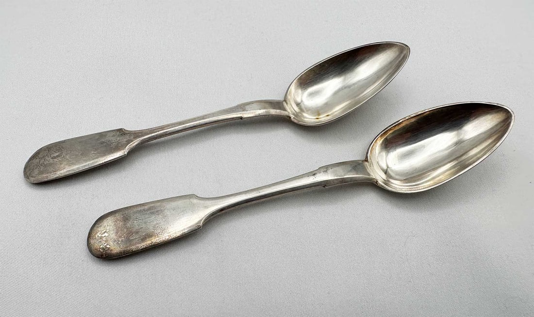 ANTIQUE RUSSIAN TWO SILVER TABLE SPOONs - 2