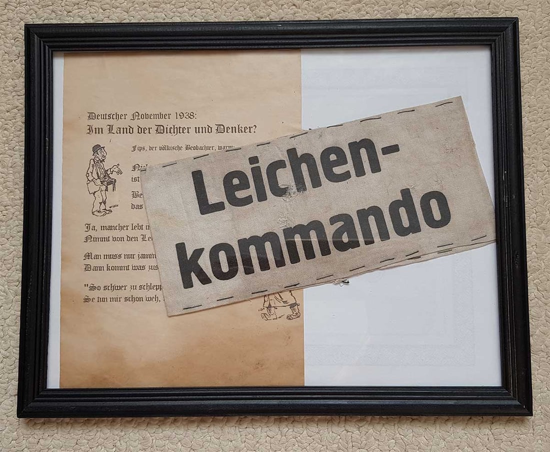 GERMAN WWII ARMBAND fr. BUCHENWALD: Display Piece! Flexible Payments: Pay Over 3–6 Months! GERMAN WWII ARMBAND "LEICHEN COMMANDO" from BUCHENWALD This rare artifact is a prisoner’s armband bearing the inscription “LEICHEN KOMMANDO