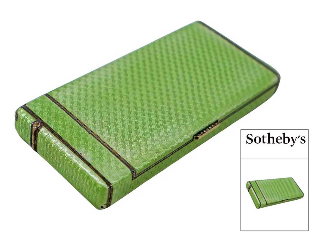 FABERGE - SILVER RUSSIAN CIGARETTE CASE fr. SOTHEBY's: LifeTime Warranty! Price Reduced — Limited-Time Offer! FABERGE - SILVER ENAMEL RUSSIAN IMPERIAL CIGARETTE CASE with DIAMONDs from SOTHEBY's For your consideration, we present a rectangular silver Ru