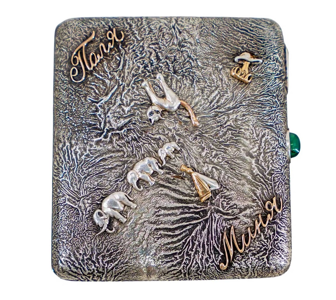 FINNISH SILVER GOLD MOUNTED CIGARETTE CASE, SAMORODOK (1 of 10)