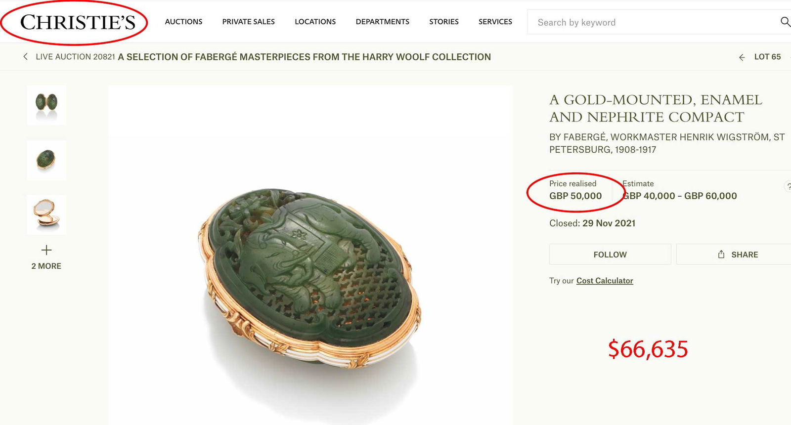 FABERGE - GOLD, SILVER & RUBY RUSSIAN COMPACT - 11