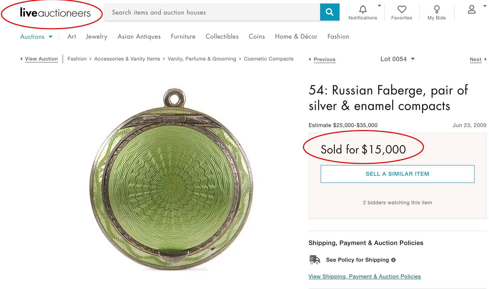 FABERGE - GOLD, SILVER & RUBY RUSSIAN COMPACT - 9