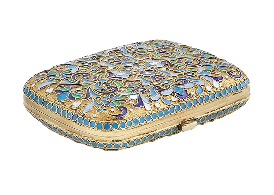 ANTIQUE RUSSIAN SILVER ENAMEL CIGARETTE CASE (1 of 9)