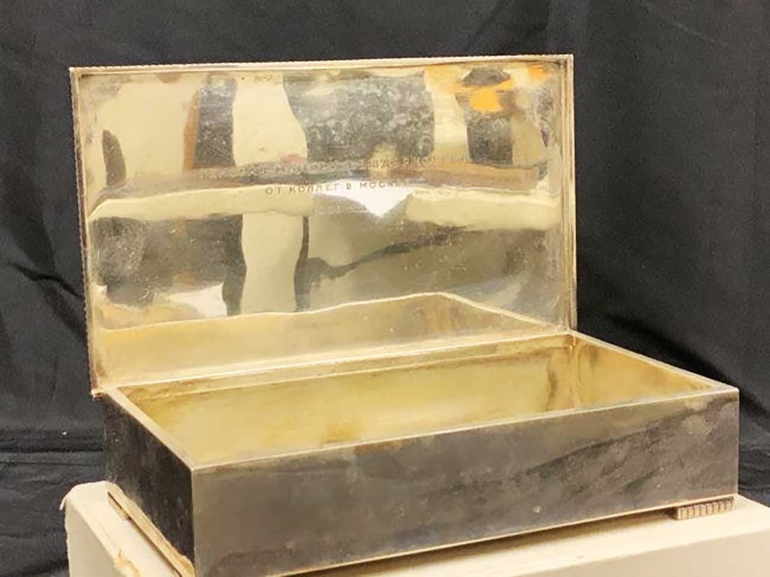 LARGE RUSSIAN SILVER TABLE CIGAR BOX - 4